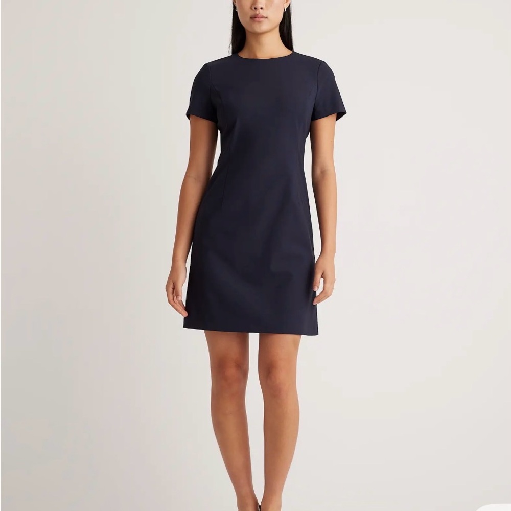 Quince Classic Italian Wool Navy Mini Dress Size 14 (050)